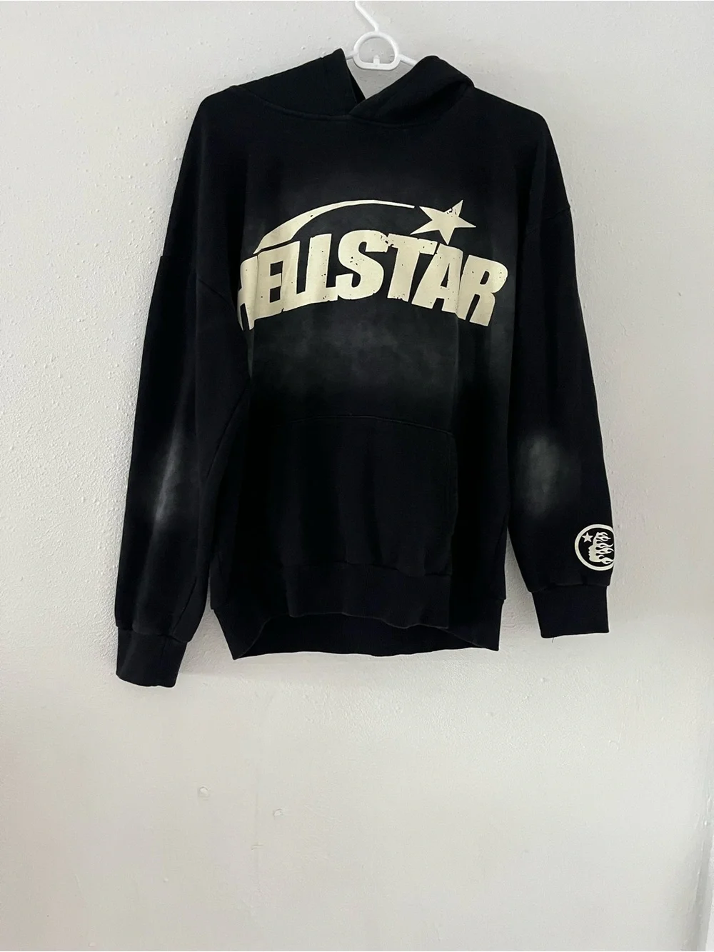 HELLSTAR Black Crewneck Hoodie with White Logo